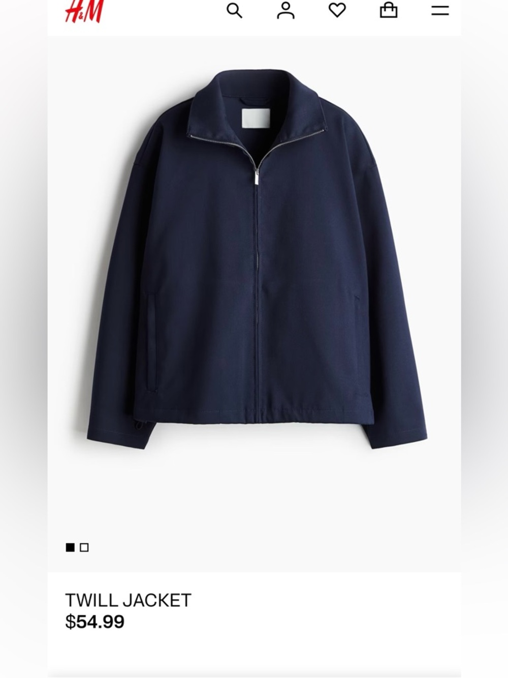 H&M Navy Zip-Front Jacket - Classic Minimalist